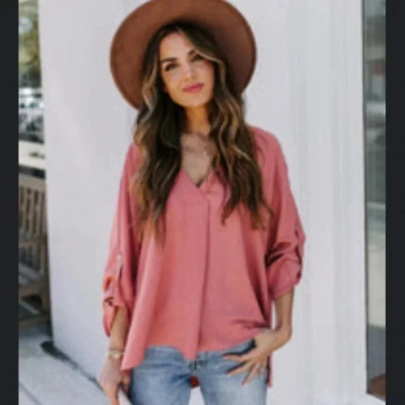 Hi-low Hem Surplice Top​​​​​​​ - Picture 1 of 10